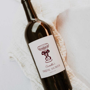 Burgunder-Schleifen-Brautparty-Weinlabel Weinetikett
