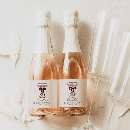 Burgunder-Schleifen-Hochzeitsdusche-Mini-Champagne Schaumweinetikett
