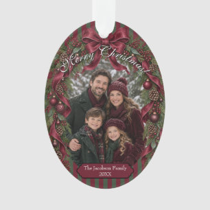 Burgunder Schleifen und Girlande Klassisches Weihn Ornament