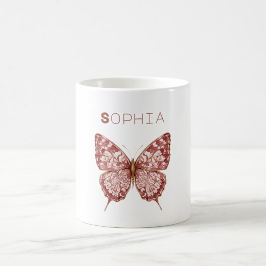 Burgunder Schmetterlingsname Kaffeetasse (Mittel)