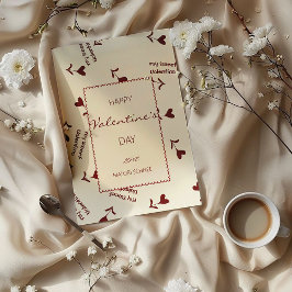 Burgunder Schrift Herzen auf Creme - Valentinsmust Feiertagskarte