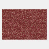 Burgunder-Schriftrollen Geschenkpapier Set (Vorderseite 2)
