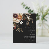 Burgunder Schwarz-Beige-Flora Einladung zur Hochze (Stehend Vorderseite)