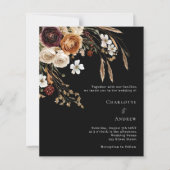 Burgunder Schwarz-Beige-Flora Einladung zur Hochze (Vorderseite)
