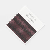 Burgunder Schwarze Faux-Spitze Hochzeit Serviette (Ecke)