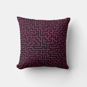 Burgunder Schwarze Labyrinth Linien Kissen