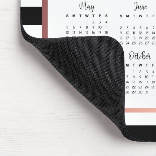 Burgunder Schwarzer Streifen 2024 Kalender Mousepad (Ecke)