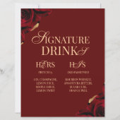 Burgunder Signature Drink Hochzeitsbar Schild (Vorderseite)