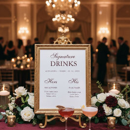 Burgunder Signature Drink Hochzeitsschild Poster