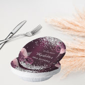 Burgunder Silberflorchen Geburtstag Pappteller