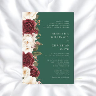 Burgunder Smaragdgrüne Florale Hochzeitseinladung Einladung