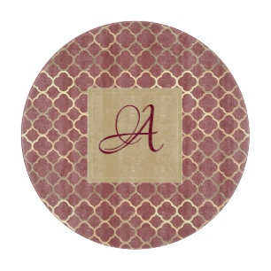Burgunder Sojabohnen-Monogramm-Dekor Quatrefoil Ho Schneidebrett