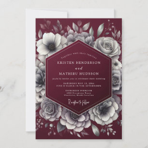 Burgunder Stimmung Florale Eleganz Hochzeit Einladung