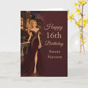 Burgunder Sweet Sixteen Geburtstagskarte Karte