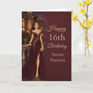 Burgunder Sweet Sixteen Geburtstagskarte Karte