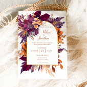 Burgunder Terrakotta Boho Floral Elegante Hochzeit Einladung