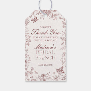 Burgunder Toile De Jouy Florale Hochzeitsbrunch-Ge Geschenkanhänger