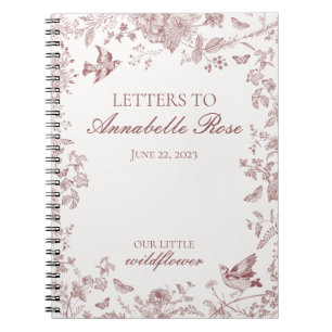 Burgunder Toile Florale Buchstaben zum Geburtstag Notizblock