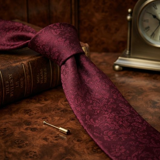 Burgunder-Tonal-Damask-Jacquard Krawatte