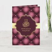 Burgunder-Tufting-Muster QR-Code muslimische Hochz Einladung (Vorderseite)