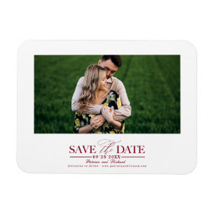 Burgunder-Typografie Hochzeit Termin Foto Magnet
