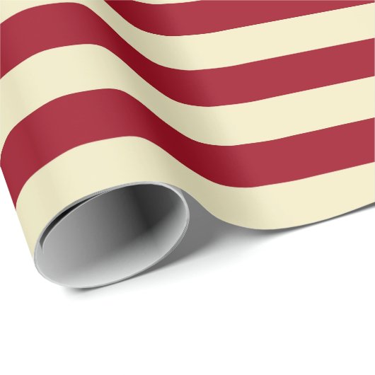Burgunder- und Creme-Streifen Geschenkpapier (Rolleneckpunkt)