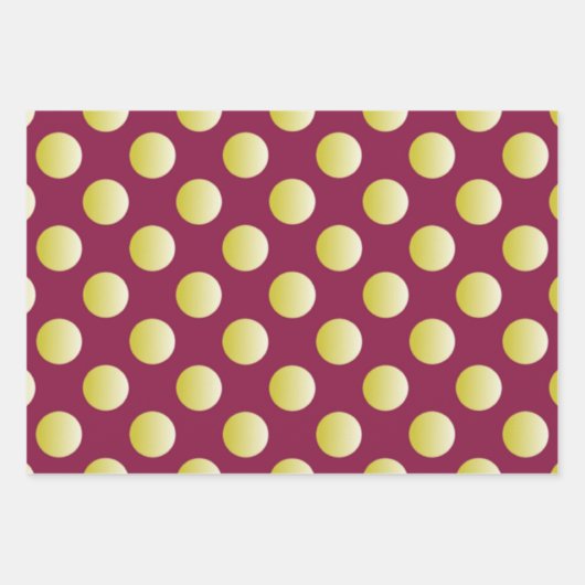 Burgunder- und Goldpolka-Punkte Geschenkpapier Set (Vorderseite 3)