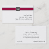 Burgunder und graue Monogramm-Visitenkarte Visitenkarte (Vorne/Hinten)