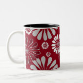 Burgunder und graues Blumen Zweifarbige Tasse (Links)