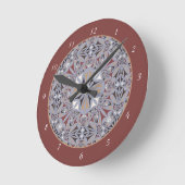 Burgunder und graues elegantes Muster Runde Wanduhr (Winkel)