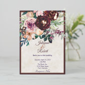 Burgunder und rosa Blumenzwiebeln Folieneinladung (Stehend vorne)