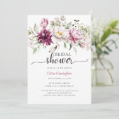 Burgunder und rosa Brautparty Einladung (Stehend Vorderseite)