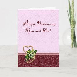 Burgunder und rosa Jahrestags-Mama und Vater Karte