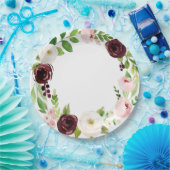 Burgunder und Rosewatercolor-Baby-Duschen-Teller Pappteller (Party)