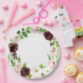 Burgunder und Rosewatercolor-Baby-Duschen-Teller Pappteller (Party)
