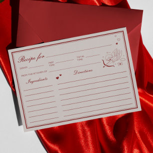 Burgunder Valentinstag Brautparty Rezeptkarte Einladung