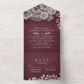 Burgunder Vintage Hochzeitsfeier All In One Einladung (Innen Boden)