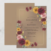 Burgunder-Warmernte-Hochzeit Einladung (Vorne/Hinten)