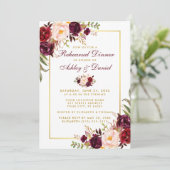 Burgunder Wasserfarbe Probe Dinner W Einladung (Stehend Vorderseite)