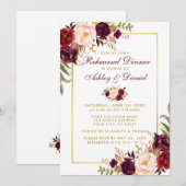 Burgunder Wasserfarbe Probe Dinner W Einladung (Vorne/Hinten)