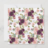 Burgunder Wasserfarben Blush und Gold Floral Einladung (Rückseite)