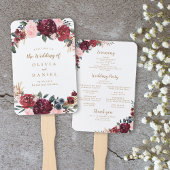 Burgunder Wasserfarbenflora Hochzeitsprogramm Fächer