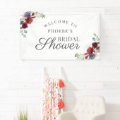 Burgunder Wasserfarbenfloral Blush Brautparty Banner (Insitu)
