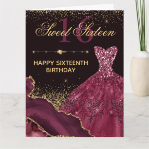 Burgunder Wasserfarbenkleid Achat Sweet 16 Geburts Karte