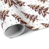 Burgunder Weihnachtsbaum und Gold Glitzer-Muster Geschenkpapier (Rolleneckpunkt)