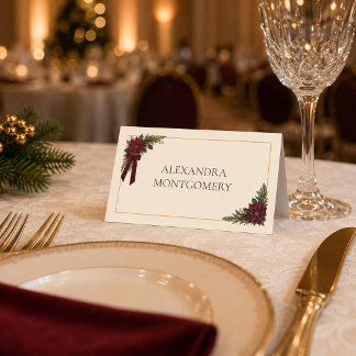 Burgunder-Weihnachtsstern-Feiertags-Platzkarte Platzkarte