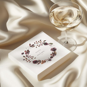 Burgunder-Wein-Blumenkranz Personalisierte Hochzei Serviette