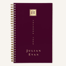 Burgunder-Wein Glänzendes Gold Elegantes Monogramm