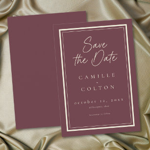 Burgunder-Wein Minimalist Frame Hochzeit Save The Date