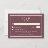 Burgunder-Wein Minimalist Frame Hochzeits-QR-Code RSVP Karte (Vorderseite)